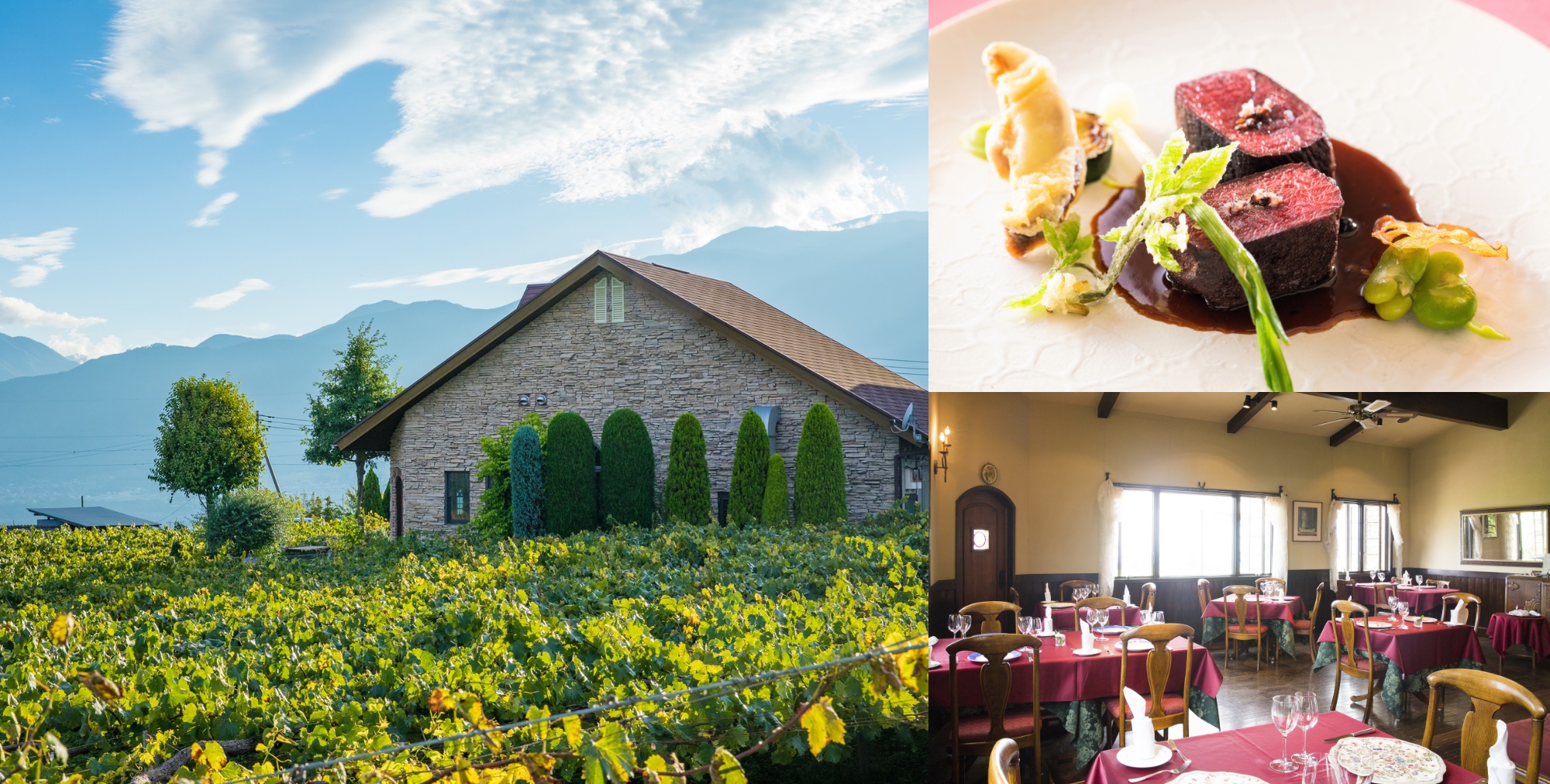 ぶどう畑の中に佇むフレンチレストラン a Cueillette（キュイエット）